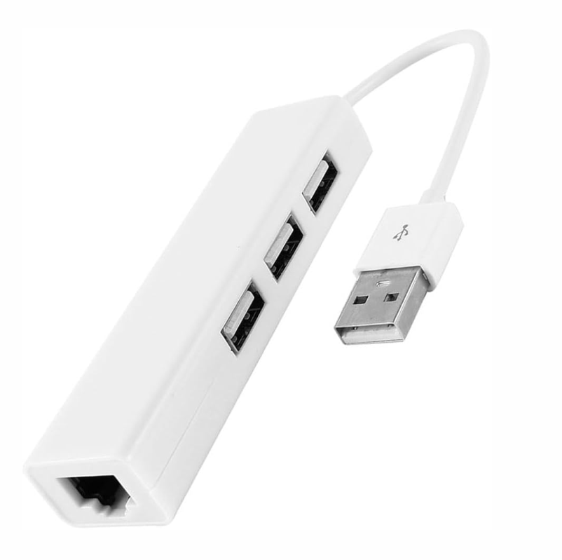 ADAPTADOR ETHERNET USB A RJ45 HUB, TARJETA DE RED CON 3 PUERTOS