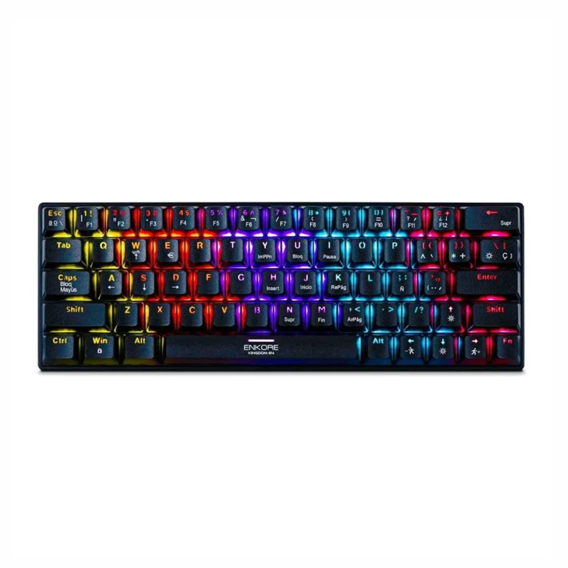 TECLADO MECÁNICO TE-4068G, RETROILUMINACIÓN RAINBOW, USB 2.0, ESPAÑOL, COLOR NEGRO
