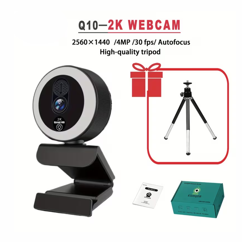 WEBCAM USB AUTO FOCUS CON LUZ DE / TRÍPODE 360